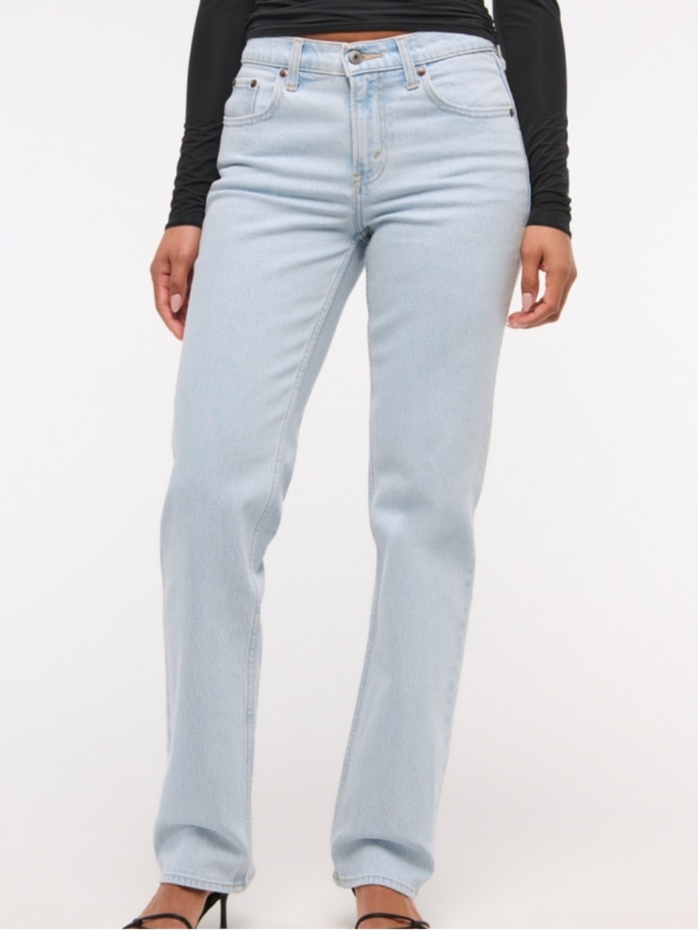 Mid-Rise Straight Jeans